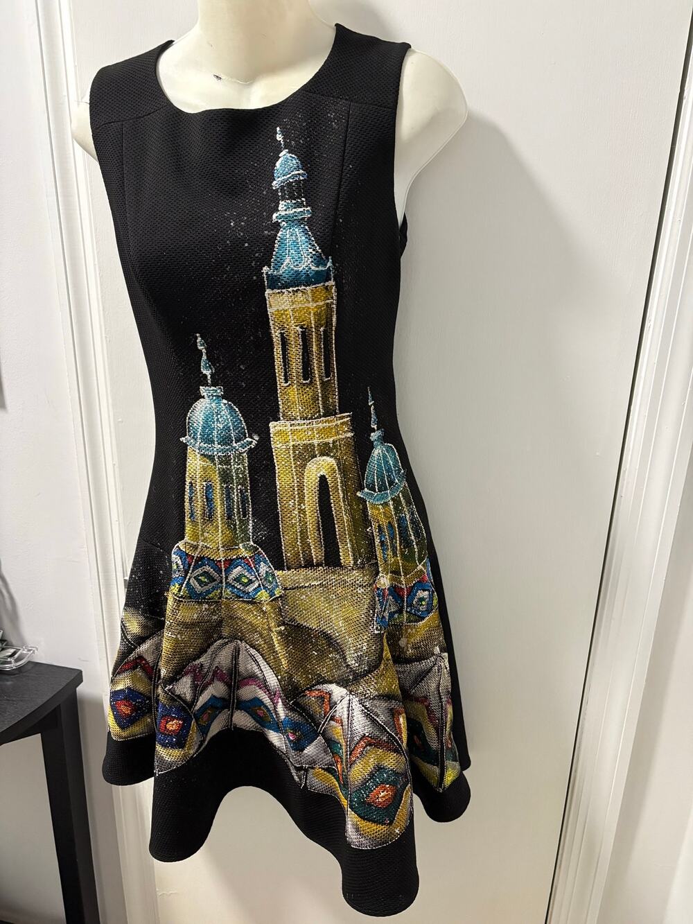 Tiny Ink black mini dress hand painted artisan
